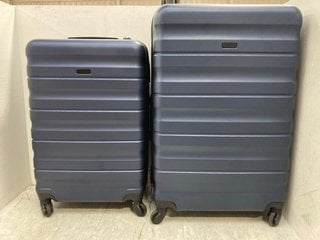 2 X JOHN LEWIS AND PARTNERS MEDIUM SIZED HARDSHELL TRAVEL SUITCASES IN NAVY AND BLACK: LOCATION - F10