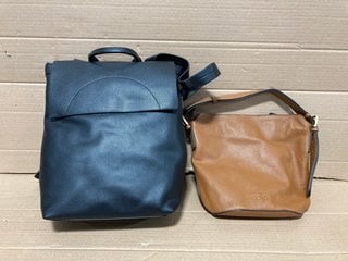 JOHN LEWIS AND PARTNERS SIA BACKPACK IN BLACK TO INCLUDE JOHN LEWIS AND PARTNERS ADJUSTABLE SHOULDER BAG IN BROWN: LOCATION - G8