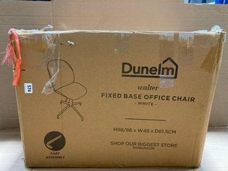 DUNELM FIXED BASE OFFICE CHAIR IN WHITE: LOCATION - G7