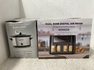 AIR FRYER TO INCLUDE DAEWOO 6.5L STAINLESS STEEL SLOW COOKER WITH 3 HEAT SETTINGS: LOCATION - G4