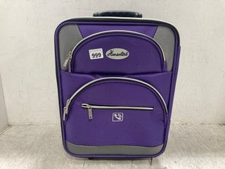 HENSELITE CANVAS SMALL SOFTSHELL LUGGAGE SUITCASE IN PURPLE: LOCATION - F11