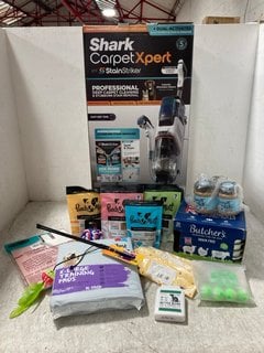 QTY OF ASSORTED PET ITEMS TO INCLUDE POOCH & MUTT PEANUT BUTTER VEGAN DENTAL STICKS 251G BB: 10/25 , SHARK CARPET XPERT DEEP CARPET CLEANER MODEL: EX200UK RRP - £299: LOCATION - G18