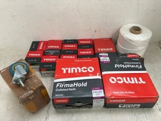 QTY OF ASSORTED HARDWARE ITEMS TO INCLUDE BOX OF STAINLESS STEEL REPLACEMENT WHEELS: LOCATION - E15