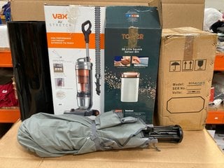 3 X ASSORTED ITEMS TO INCLUDE VAX AIR STRETCH HIGH PERFORMANCE VACUUM CLEANER MODEL: U85 - AS - BE: LOCATION - E8