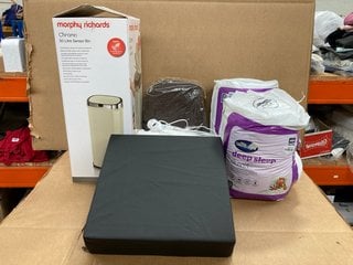 QTY OF ASSORTED HOUSE HOLD ITEMS TO INCLUDE SILENT NIGHT SUPER KING SIZE DEEP SLEEP MATTRESS TOPPER: LOCATION - E8