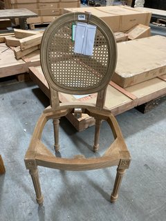 VINTAGE STYLE OVAL BACK DINING CHAIR FRAME ONLY IN NATURAL CARVED STYLE WOOD FINISH: LOCATION - B3