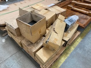 PALLET OF ASSORTED HARDWARE COMPONENTS TO INCLUDE STONE STYLE BLOCK IN BLACK GRANITE EFFECT FINISH: LOCATION - B5 (KERBSIDE PALLET DELIVERY)