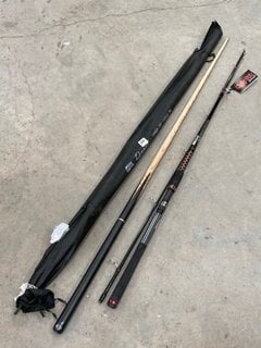 QTY OF ASSORTED ITEMS TO INCLUDE ABU GARCIA FISHING ROD IN BLACK AND RED FINISH: LOCATION - C8