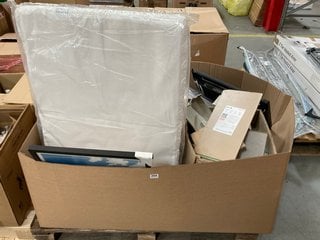 PALLET OF ASSORTED ITEMS TO INCLUDE MABEL HOME IRONING BOARD AND FOAM STYLE COT BED MATTRESS: LOCATION - C9 (KERBSIDE PALLET DELIVERY)