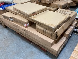 PALLET OF ASSORTED INCOMPLETE FLAT PACK FURNITURE COMPONENTS: LOCATION - A7 (KERBSIDE PALLET DELIVERY)