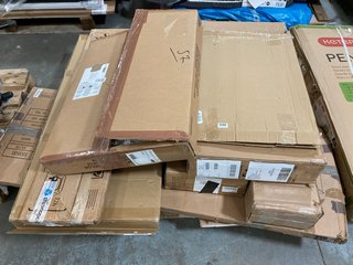 PALLET OF ASSORTED INCOMPLETE FLAT PACK FURNITURE COMPONENTS: LOCATION - A6 (KERBSIDE PALLET DELIVERY)