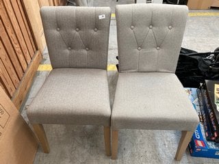 PAIR OF JOHN LEWIS & PARTNERS MARGOT DINING CHAIRS IN GREY AND WOOD LEG FINISH - RRP £229: LOCATION - D4