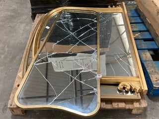 (COLLECTION ONLY) 3 X ASSORTED MIRRORS TO INCLUDE VINTAGE MIRROR (BROKEN): LOCATION - A3