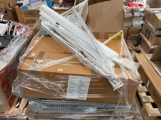 PALLET OF ASSORTED JOHN LEWIS & PARTNERS ITEMS TO INCLUDE MANGO WOOD STYLE BOTTLE STORAGE RACK IN NATURAL MANGO WOOD FINISH: LOCATION - D7 (KERBSIDE PALLET DELIVERY)