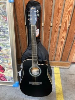 WINZZ ACOUSTIC GUITAR IN BLACK WITH CARRY CASE: LOCATION - D6