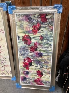 JOHN LEWIS & PARTNERS RASPBERRY POPPY WALL ART PAINTING IN CHAMPAGNE FRAME: LOCATION - D6