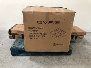 PALLET OF ASSORTED ITEMS TO INCLUDE EVRE MONACO RATTAN SET IN GREY (BOX 3 OF 3): LOCATION - C3 (KERBSIDE PALLET DELIVERY)