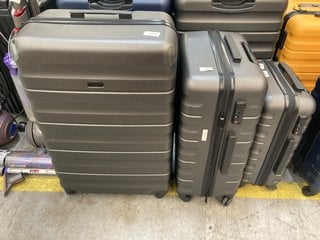 SET OF 3 JOHN LEWIS & PARTNERS HARD SHELL STYLE WHEELED SUITCASES IN GUNMETAL FINISH: LOCATION - D6