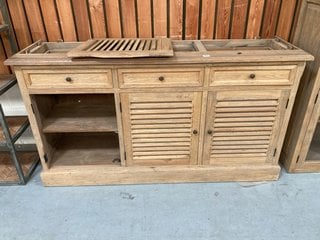 TRADITIONAL RUSTIC STYLE 3 DOOR 3 DRAWER WIDE SIDEBOARD IN NATURAL RUSTIC OKA FINISH: LOCATION - A5