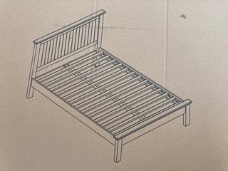 INCOMPLETE FREYA QUEEN DOUBLE BED FRAME IN OAK AND PUTTY - MISSING BOX 2 OF 4: LOCATION - C4