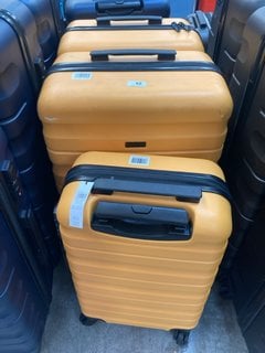 JOHN LEWIS & PARTNERS SET OF 3 HARD SHELL STYLE WHEELED SUITCASES IN YELLOW FINISH: LOCATION - D6