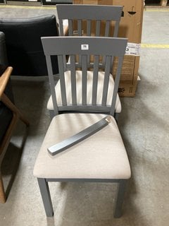 PAIR OF JOHN LEWIS & PARTNERS WILTON SLATTED STYLE DINING CHAIRS IN GREY AND NATURAL - RRP £148: LOCATION - B7