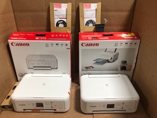 2 X CANON PIXMA TS5151 MULTIFUNCTIONAL PRINTERS IN WHITE TO ALSO INCLUDE CANON PIXMA TS7451I WIRELESS 3 IN 1 PRINTER IN WHITE: LOCATION - BR3