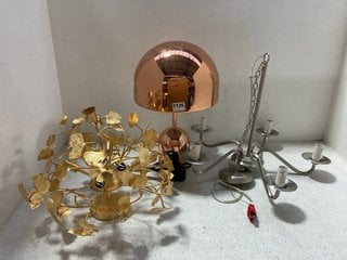 3 X ASSORTED LIGHTS TO INCLUDE TOM DIXON MUSHROOM DOME TABLE LAMP IN COPPER: LOCATION - BR9