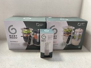 2 X BABYMOOV NUTRIBABY MULTIFUNCTIONAL BABY FOOD PREP MACHINES TO ALSO INCLUDE BABYMOOV MOOV & FEED PORTABLE TRAVEL BOTTLE - COMBINED RRP £390.00: LOCATION - BR10