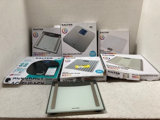 7 X ASSORTED ELECTRIC SCALES TO INCLUDE SALTER MAX ELECTRIC SCALES: LOCATION - BR11