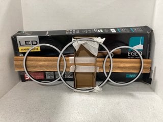 EGLO BOYAL WARM WHITE LED TRIPLE RING CEILING LIGHT IN OAK - RRP £214.99: LOCATION - BR13