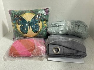 4 X ASSORTED JOHN LEWIS & PARTNERS HOUSEHOLD ITEMS TO INCLUDE BUTTERFLY EMBROIDERED CUSHION IN MULTI: LOCATION - BR14