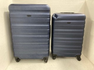 2 X JOHN LEWIS & PARTNERS SMALL/LARGE HARD SHELL WHEELED COMBINATION LOCK SUITCASES IN NAVY: LOCATION - BR14