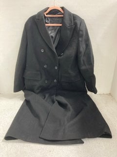 JOHN LEWIS & PARTNERS DB CROMBIE LONGLINE COAT IN BLACK - UK 18 - RRP £139.00: LOCATION - BR15