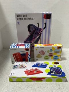 4 X ASSORTED JOHN LEWIS & PARTNERS CHILDREN'S TOYS TO INCLUDE 3 IN 1 TRAVEL GAME SET: LOCATION - BR16