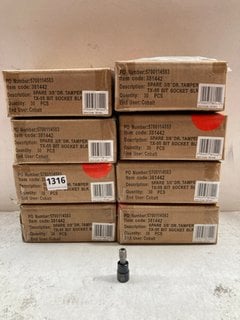 QTY OF SPARE 3/8" DR TAMPER TX-55 BIT SOCKETS IN BLACK: LOCATION - AR1