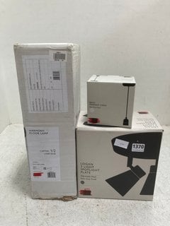 3 X ASSORTED JOHN LEWIS & PARTNERS ITEMS TO INCLUDE JOHN LEWIS & PARTNERS LOGAN 3 LIGHT SPOTLIGHT IN SATIN GREY FINISH: LOCATION - BT6