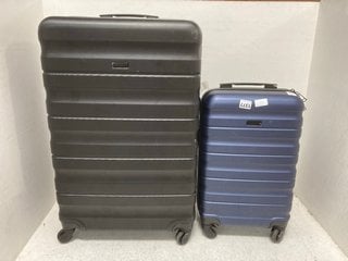 JOHN LEWIS & PARTNERS LARGE HARD SHELL SUITCASE IN BLACK TO INCLUDE JOHN LEWIS & PARTNERS MEDIUM HARD SHELL SUITCASE IN BLUE: LOCATION - BT6