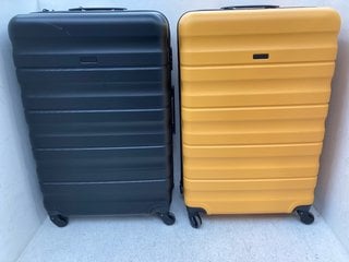 JOHN LEWIS & PARTNERS LARGE HARD SHELL SUITCASE IN BLACK TO INCLUDE JOHN LEWIS & PARTNERS LARGE HARD SHELL SUITCASE IN YELLOW: LOCATION - BT6