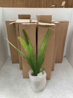 10 X BOSTON FERN ARTIFICIAL PLANTS IN TERRACOTTA POT: LOCATION - BT6