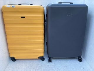 JOHN LEWIS & PARTNERS LARGE HARD SHELL SUITCASE IN CHARCOAL TO INCLUDE JOHN LEWIS & PARTNERS LARGE HARD SHELL SUITCASE IN YELLOW: LOCATION - BT6