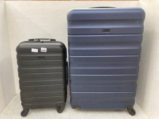 JOHN LEWIS & PARTNERS LARGE HARD SHELL SUITCASE IN BLUE TO INCLUDE JOHN LEWIS & PARTNERS CABIN SIZE HARD SHELL SUITCASE IN BLACK: LOCATION - BT6