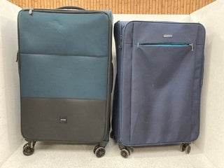 JOHN LEWIS & PARTNERS LARGE FABRIC SUITCASE IN BLUE TO INCLUDE JOHN LEWIS & PARTNERS LARGE FABRIC SUITCASE IN GREEN: LOCATION - BT6