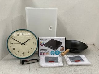 QTY OF ASSORTED ITEMS TO INCLUDE JONES WALL CLOCK IN BLUE: LOCATION - BT6