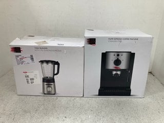 JOHN LEWIS & PARTNERS PUMP ESPRESSO COFFEE MACHINE IN STAINLESS STEEL TO INCLUDE JOHN LEWIS & PARTNERS TABLE BLENDER: LOCATION - BT7