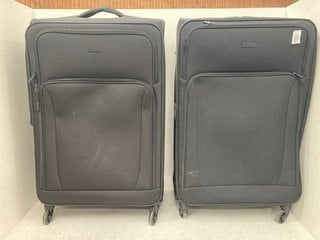 2 X JOHN LEWIS & PARTNERS LARGE FABRIC SUITCASES IN BLACK: LOCATION - BT7