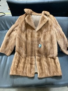 FAUX FUR JACKET IN LIGHT BROWN: LOCATION - BR11