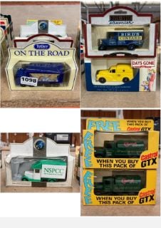 6 X ASSORTED DIE CAST VINTAGE MODEL VEHICLES, BOXED: LOCATION - CR