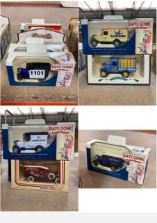 6 X ASSORTED DIE CAST VINTAGE MODEL VEHICLES, BOXED: LOCATION - CR