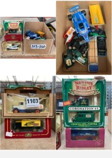 BOXED DIE CAST VINTAGE MODEL VEHICLES AND A COLLECTION OF UNBOXED DIE CAST MODELS: LOCATION - CR